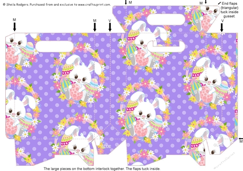 Gusset Sided Gift Bag - Easter Bunny With Eggs