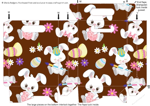 Gusset Sided Gift Bag - Painting Easter Eggs