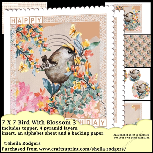 7X7 Bird With Blossom 3