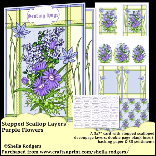 Stepped Scallop Layers - Purple Flowers
