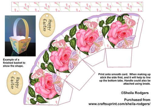EASTER BASKET 1 - BUTTERFLIES ON ROSE