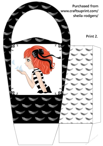 LARGE ROUND TOP GIFT BAG - CATCHING FEATHERS