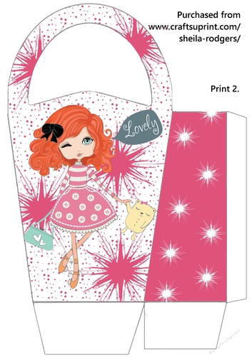 LARGE ROUND TOP GIFT BAG - GIRL WITH TEDDY
