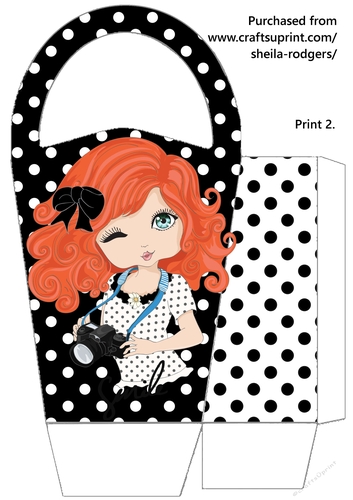 LARGE ROUND TOP GIFT BAG - GIRL WITH CAMERA