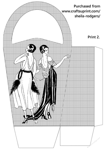 LARGE ROUND TOP GIFT BAG - ART DECO FASHION 1