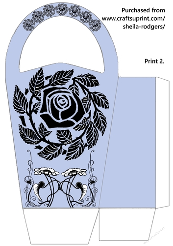 LARGE ROUND TOP GIFT BAG - BLACK ROSE