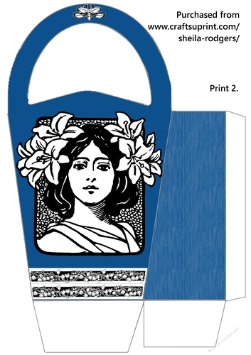 LARGE ROUND TOP GIFT BAG - LADY WITH FLOWERS IN HAIR