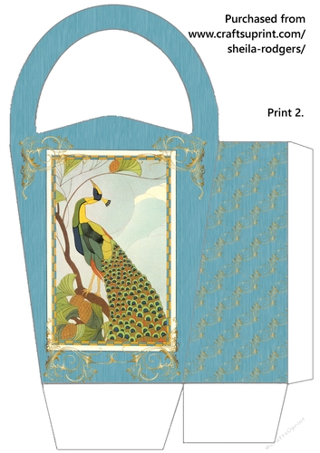 LARGE ROUND TOP GIFT BAG - PEACOCK