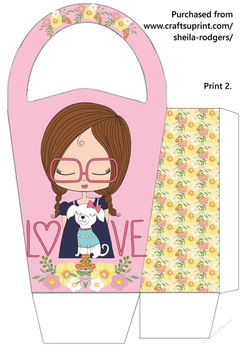 LARGE ROUND TOP GIFT BAG - DOGGY LOVE
