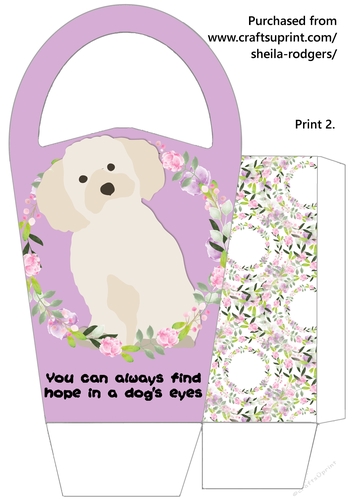 LARGE ROUND TOP GIFT BAG - DOGS EYES 1