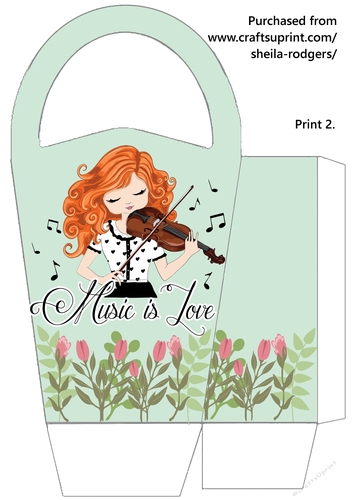 LARGE ROUND TOP GIFT BAG - VIOLIN MUSIC