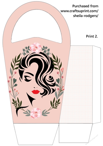 LARGE ROUND TOP GIFT BAG - LIPSTICK LADY 1