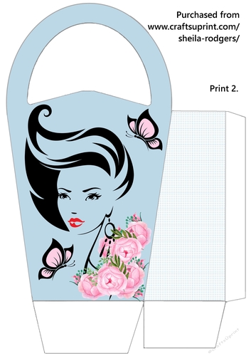 LARGE ROUND TOP GIFT BAG - LIPSTICK LADY 3