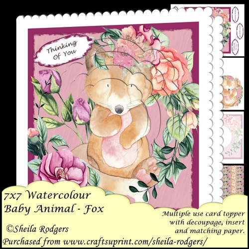 7x7 Watercolour Baby Animal - Fox