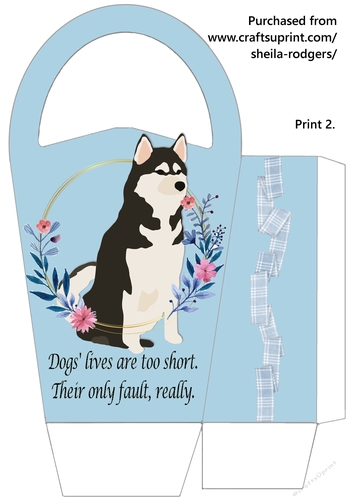 LARGE ROUND TOP GIFT BAG - DOGS LIVES 3