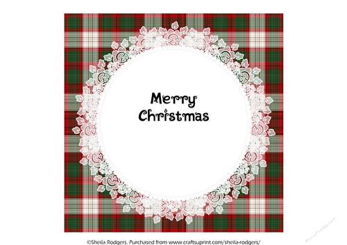 7X7 CHRISTMAS INSERT - RED AND GREEN TARTAN AND LACE 1