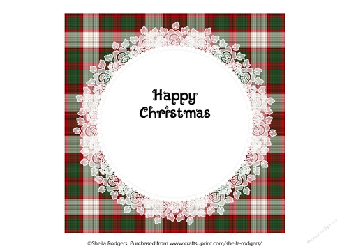 7X7 CHRISTMAS INSERT - RED AND GREEN TARTAN AND LACE 2