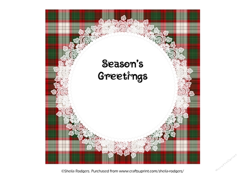 7X7 CHRISTMAS INSERT - RED AND GREEN TARTAN AND LACE 3