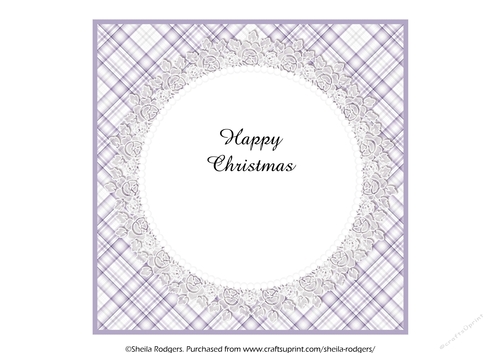 7X7 CHRISTMAS INSERT - PURPLE AND WHITE TARTAN AND LACE 2