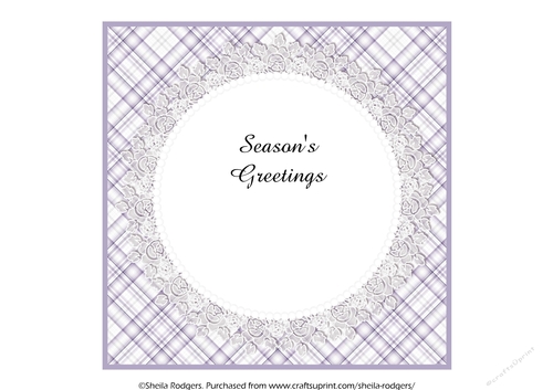 7X7 CHRISTMAS INSERT - PURPLE AND WHITE TARTAN AND LACE 3