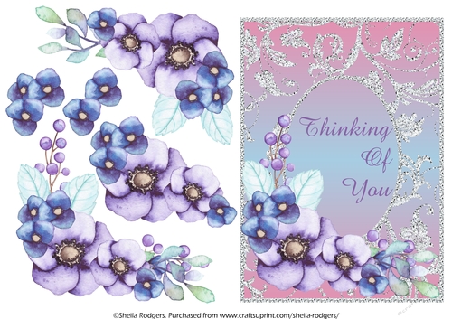 5x7 Floral Corner 1 - Thinking of You