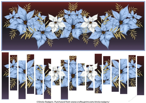 SLAT CARD - BLUE POINSETTIA
