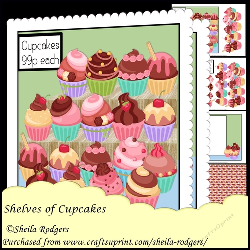 SHELVES OF CUPCAKES