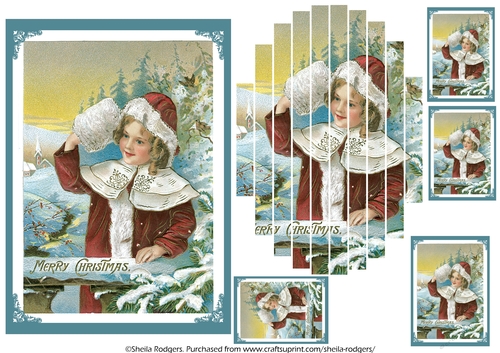 SLAT CARD - CHRISTMAS GIRL IN RED