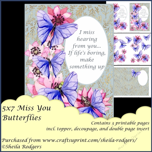 5x7 Miss You Butterflies