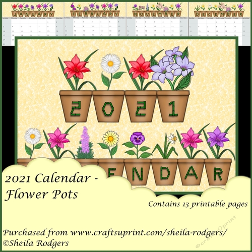 2021 Calendar - Flower Pots