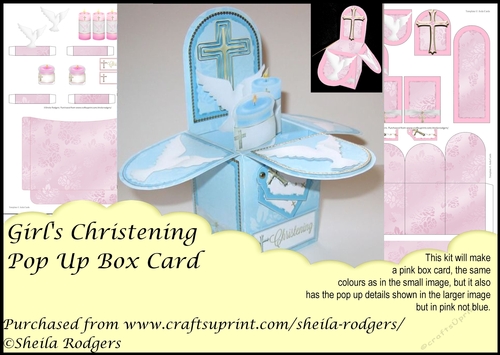 Pop Up Box Card - Girls Christening