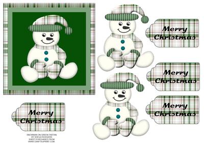 Snowman in Green Tartan