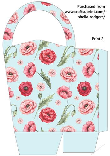 LARGE ROUND TOP GIFT BAG - WILD POPPIES 2