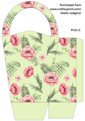 LARGE ROUND TOP GIFT BAG - WILD POPPIES 3