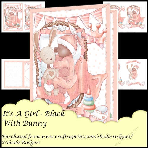 Its A Girl With Bunny - Black