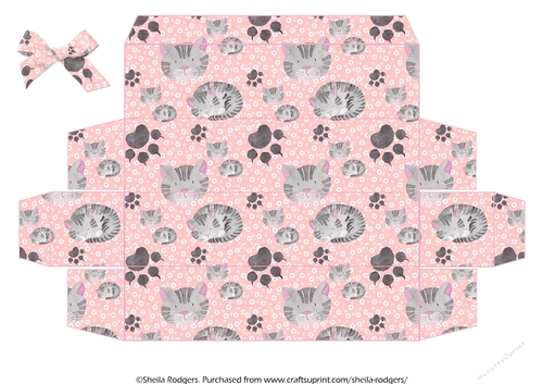 LONG GIFT BOX - CATS ON PINK