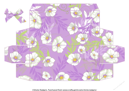 LONG GIFT BOX - WHITE AND PURPLE FLORAL
