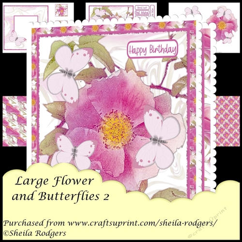 Large Flower and Butterflies 2