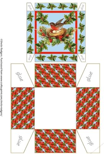 CHRISTMAS GIFT BOX - VINTAGE ROBIN