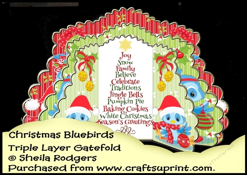 Triple Layer Gatefold - Christmas Bluebirds