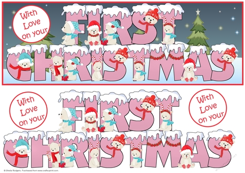 POLAR BEAR NAMES - FIRST CHRISTMAS PINK