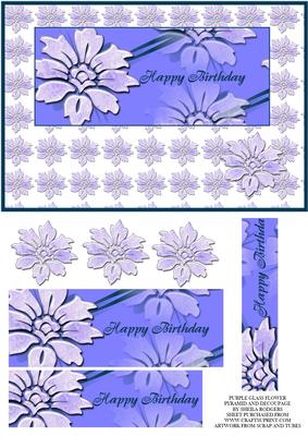 Purple Glass Flower Pyramid and Decoupage