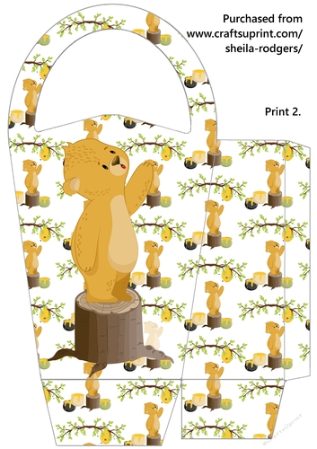 LARGE ROUND TOP GIFT BAG - HONEY BEAR