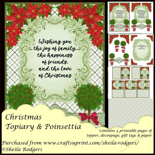 Christmas Topiary and Poinsettia