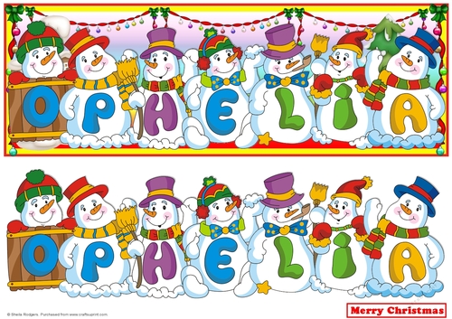 SNOWMEN NAMES LARGE DL - OPHELIA