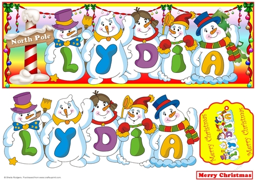 SNOWMEN NAMES LARGE DL - LYDIA