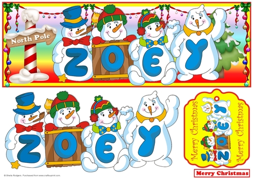 SNOWMEN NAMES LARGE DL - ZOEY