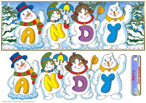 SNOWMEN NAMES LARGE DL - ANDY