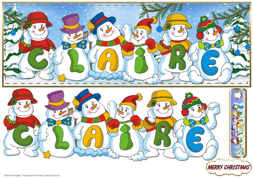 SNOWMEN NAMES LARGE DL - CLAIRE
