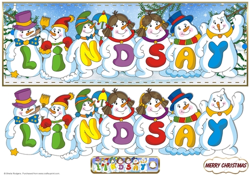 SNOWMEN NAMES LARGE DL - LINDSAY
